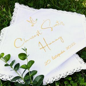Szatka do chrztu gołąb z gałązką oliwną
